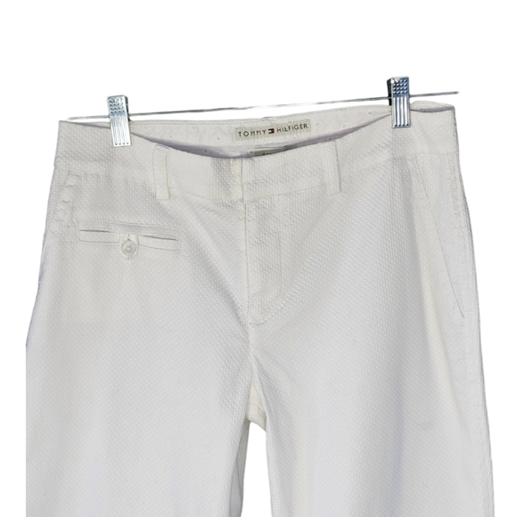 TOMMY HILFIGER Woman's White Stretch Cropped Wide Leg Pants Trousers Sz 6 - Picture 7 of 13